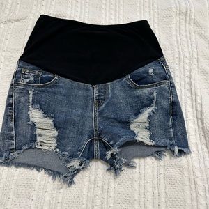 Maternity blue jeans shorts